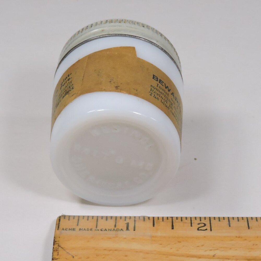 Vintage Watkins & Resinol Milk Glass Jars - Decor - Display - Empty No Contents - Picture 11 of 11